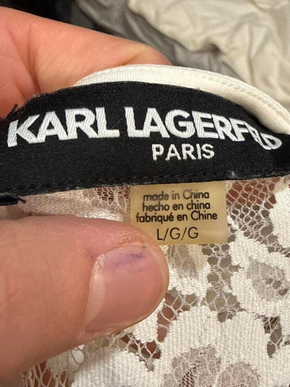 Karl Lagerfeld Floral Lace White Blouse - Picture 4 of 5
